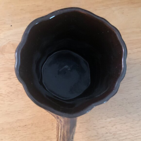 Vintage 3D brown tree trunk mug w/ open mouth & teeth, animated forest friends - Picture 6 of 10